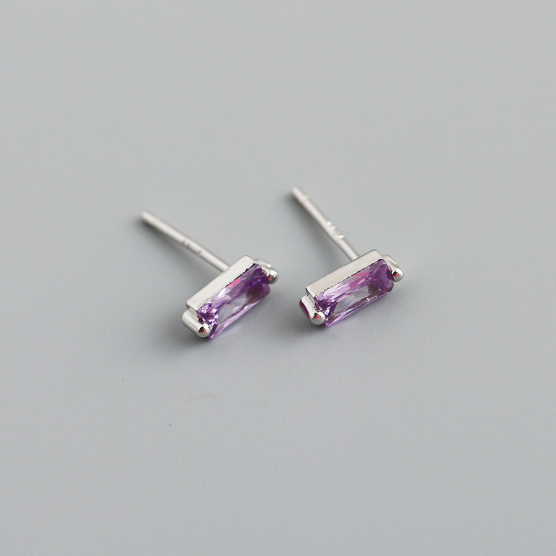 Simple Style Square Sterling Silver Inlay Zircon Ear Studs 1 Pair display picture 10