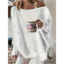 H 92092 Beaded V-neck pullover sweater ���� V ����ͷë��