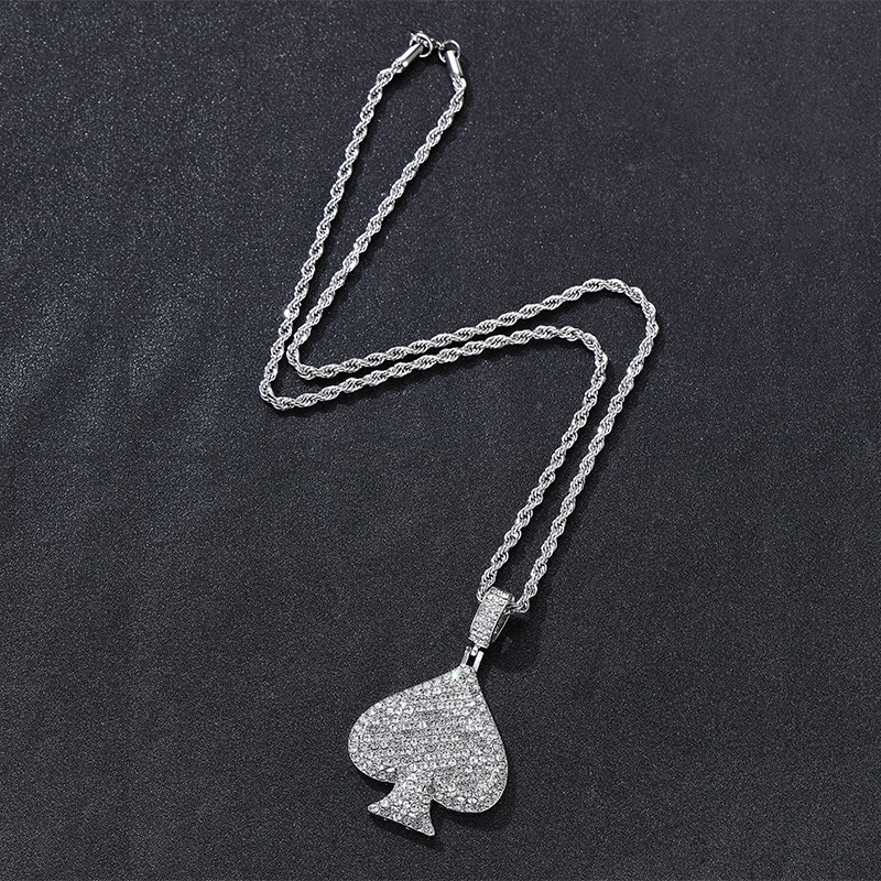 هيب هوب شكل القلب سبيكة تصفيح ترصيع أحجار الراين للجنسين قلادة قلادة display picture 5