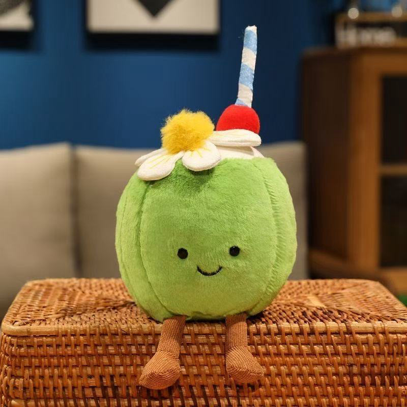Jc夏の新しいココナッツの人形の趣味のレモン水のぬいぐるみのアルバ島の小さいココナッツのブラウンの桐の木|undefined