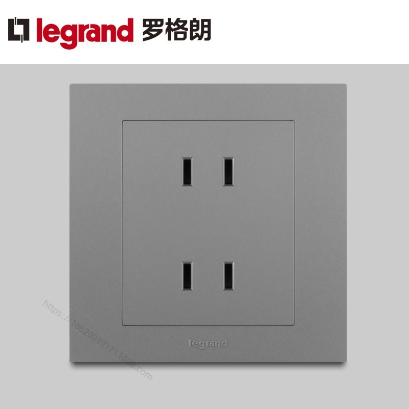 Legrand/罗格朗 轻艺系列 二二扁插座（四孔）深砂银ERS426U2-C3