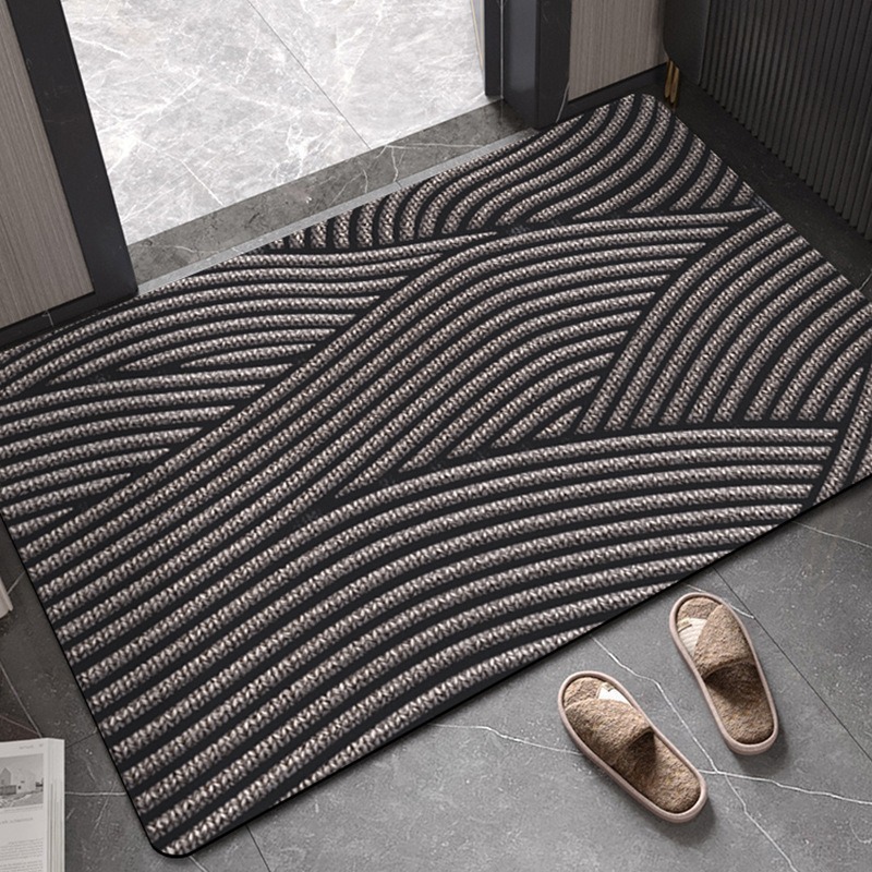 Modern Simple Bathroom Floor Mat Water-Absorbent Non-Slip Door Carpet Home Stripesd Living Room Entrance Diatom-Resistant Foot Mat