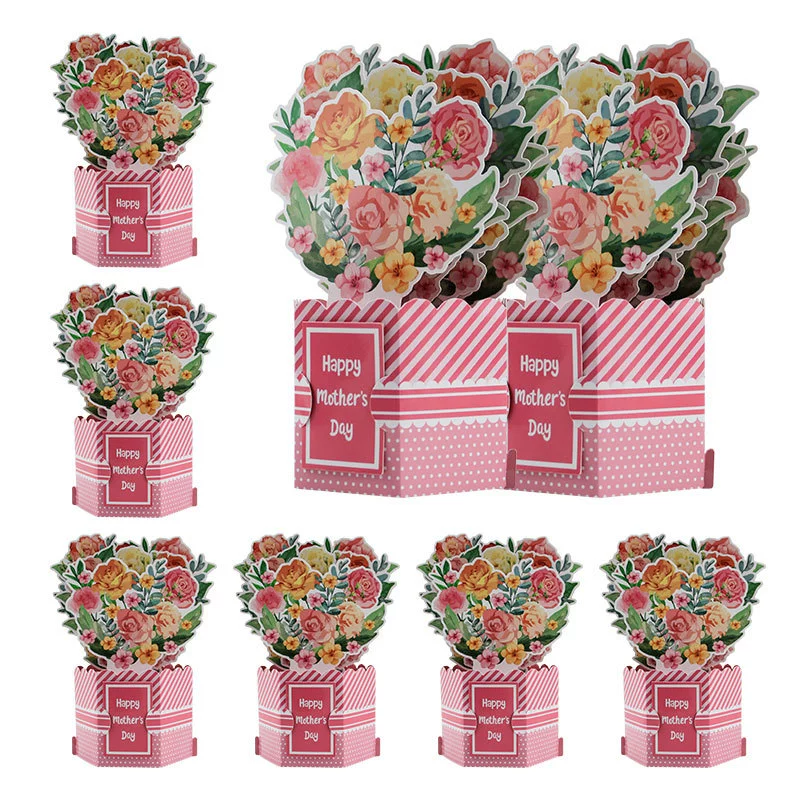 Трансграничная поздравительная открытка ко Дню матери, рукописная открытка с благословением благодарности, 3D складной стереобукет, поздравительная открытка оптом