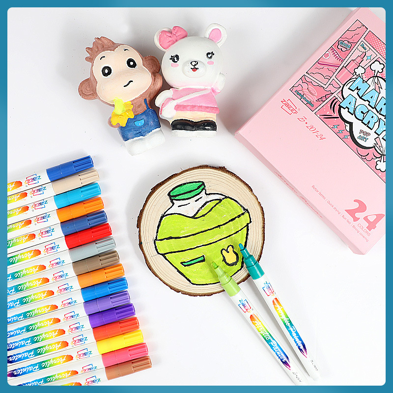 Juego completo de 120 colores marcador acrílico 2,0 cabeza redonda apilable impermeable inodoro arte cepillo Multi-propósito marcador