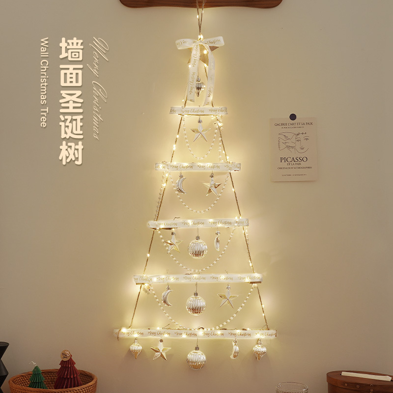 Pared de árbol de Navidad hogar sala de estar pared colgante decoración de caña de Navidad colgante paquete de decoración colgante árbol brillante