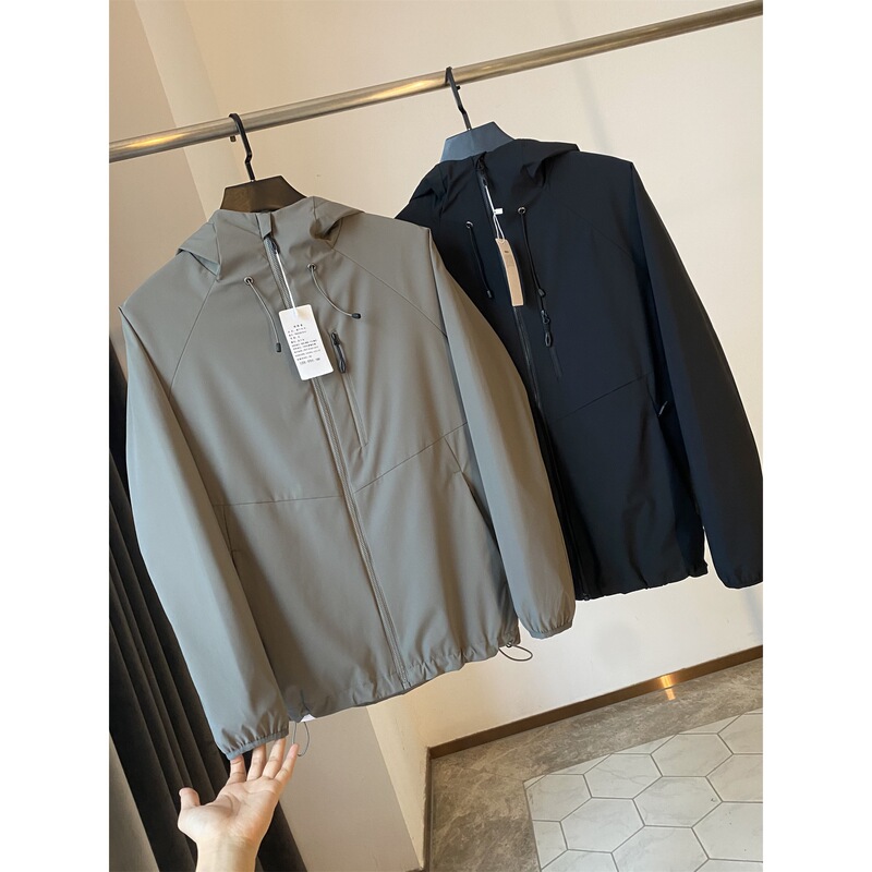 Bird's Pure Color Version! Lightweight Outdoor! Windproof and Tear-Proof! Autumn Men's Sports and Leisure Hooded Jacket