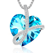 跨境热销水晶心形项链爱心奥地利元素水晶12月份诞生石项链女