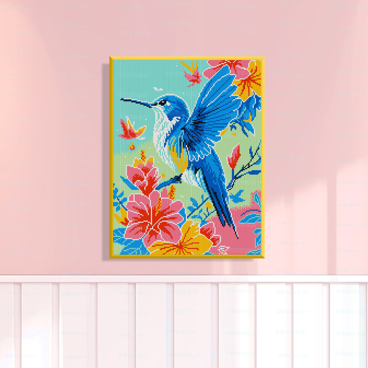 Mona Lisa flores reales y pájaros paquetes de material de bordado cruzado colibríes de color nuevo estilo minimalista decoración estética decoración de pared de sala de estar image 2