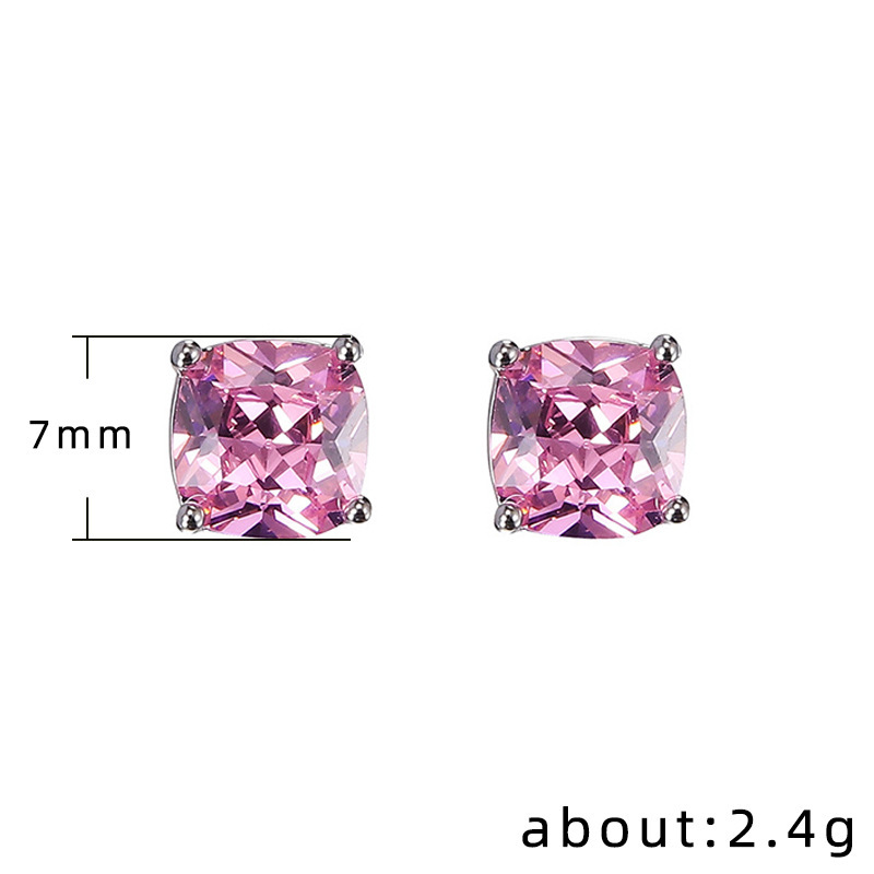 Fashion Square Copper Inlay Zircon Ear Studs 1 Pair display picture 1