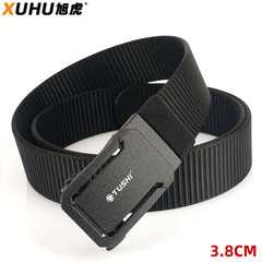 Men's automatic-buckle canvas leather belt, perforation-free, thickened nylon waistband—simple, casual, business-friendly, and easily adjustable to any length.