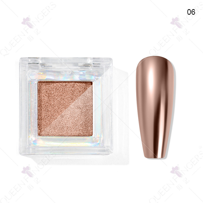 Nuevo brillo de uñas color sólido espejo mágico polvo cuadrado caja brillo láser polvo de titanio polvo de oro polvo de hadas polvo de sombra de ojos en polvo