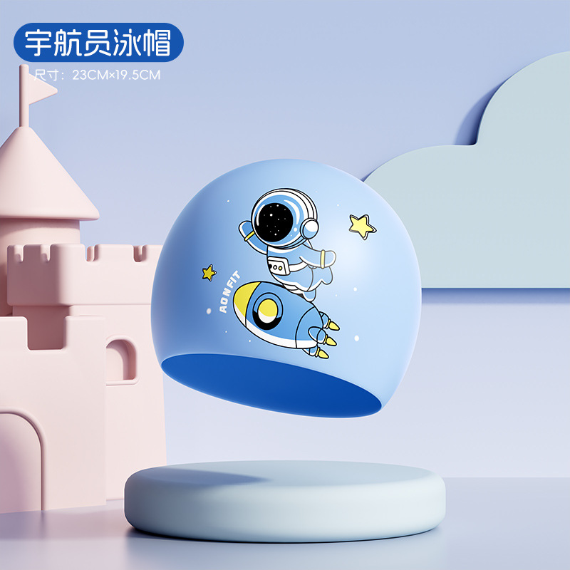 Niños sombreros de natación de dibujos animados de silicona para niños niñas cabello largo impermeable protector de orejas no estrangulación sombreros de natación de silicona equipo de natación