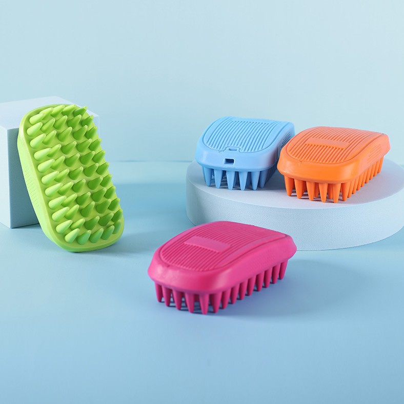 Perro y gato cepillo de masaje de baño universal, cepillo de silicona suave, masaje de limpieza profunda para aliviar las emociones de las mascotas