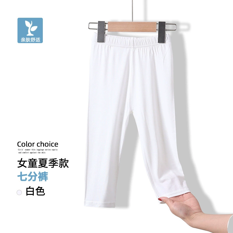 Summer leggings, black children's white colored trousers, for teenagers
