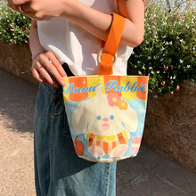 上班族便携水桶包女帆布包2025新款大容量手提袋饭盒包袋一件代发