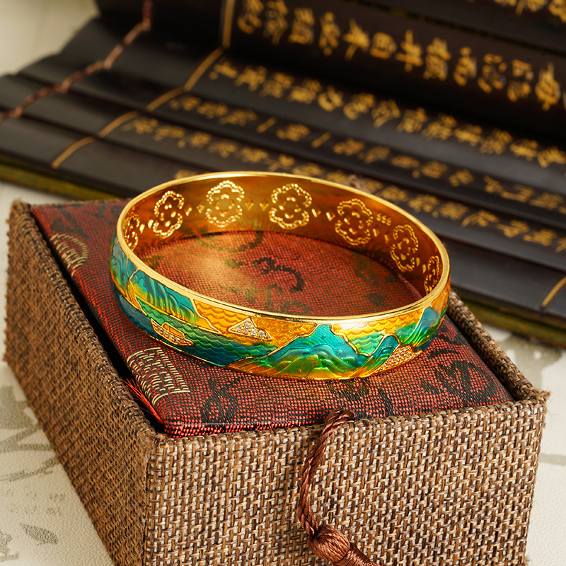 Brazalete de palacio colorido oro de arena vietnamita al por mayor, moda nacional china, joyería universal