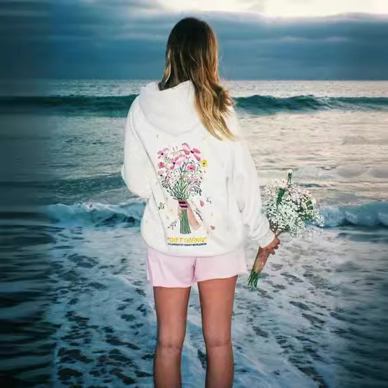 2024 New European Women's Dropped Shoulder Sleeve Thread Chasing Sunsets Brand Hoodie XS-5X_voghion.com