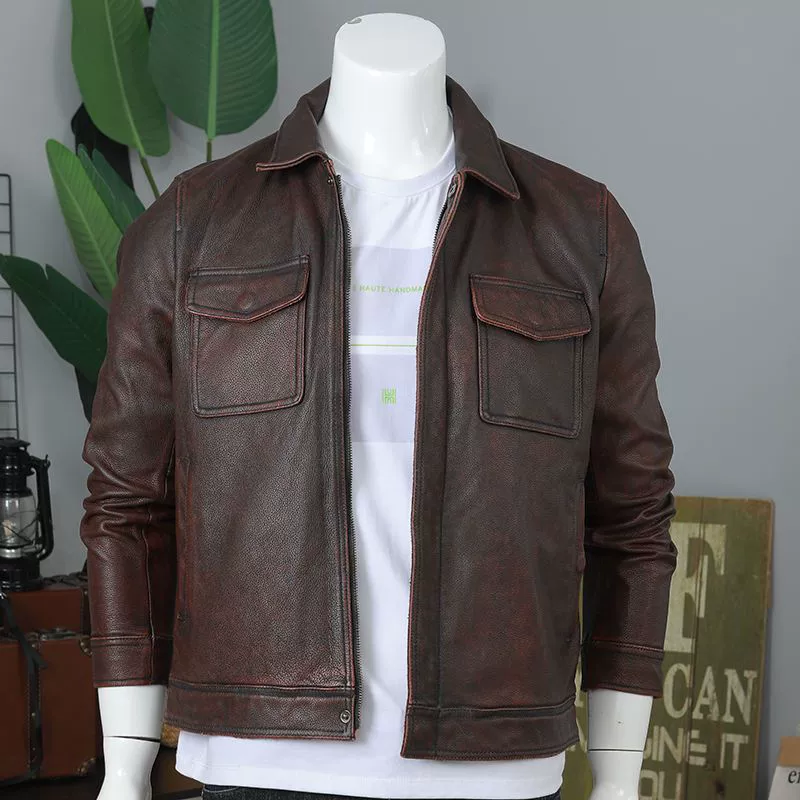 Кожаная куртка (Retro Kaka), весна–осень, тонкие и толстые варианты, размеры M–3XL