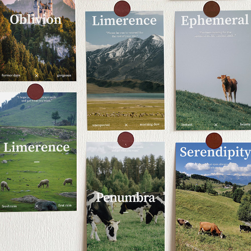 10 Pastoral Song Landscape Art Postcards, Simple Ins Style Handmade Material Birthday Greeting Cards