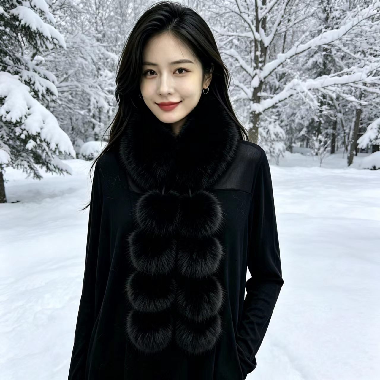 Bufandas gruesas de pelo de piel de collar de pelo caliente de estilo coreano dulce estilo coreano de pelo de zorro