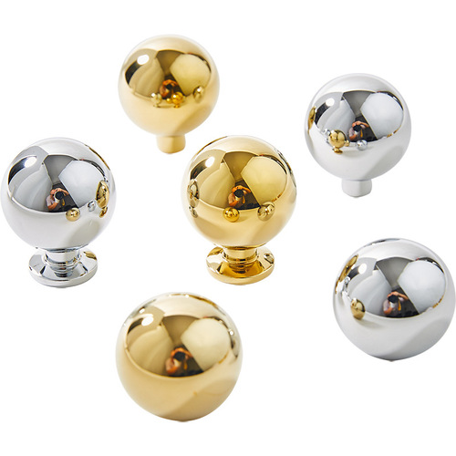 Brass Nordic style modern light luxury round ball silver chrome wardrobe door handle single hole cabinet drawer French handle
