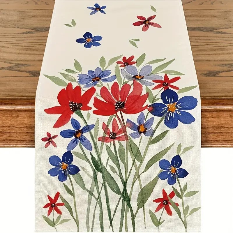 Transfronterizo 2024 Amazon nuevo día independiente pentáculo lino tabla bandera tabla de comedor tabla de té tabla de bandera