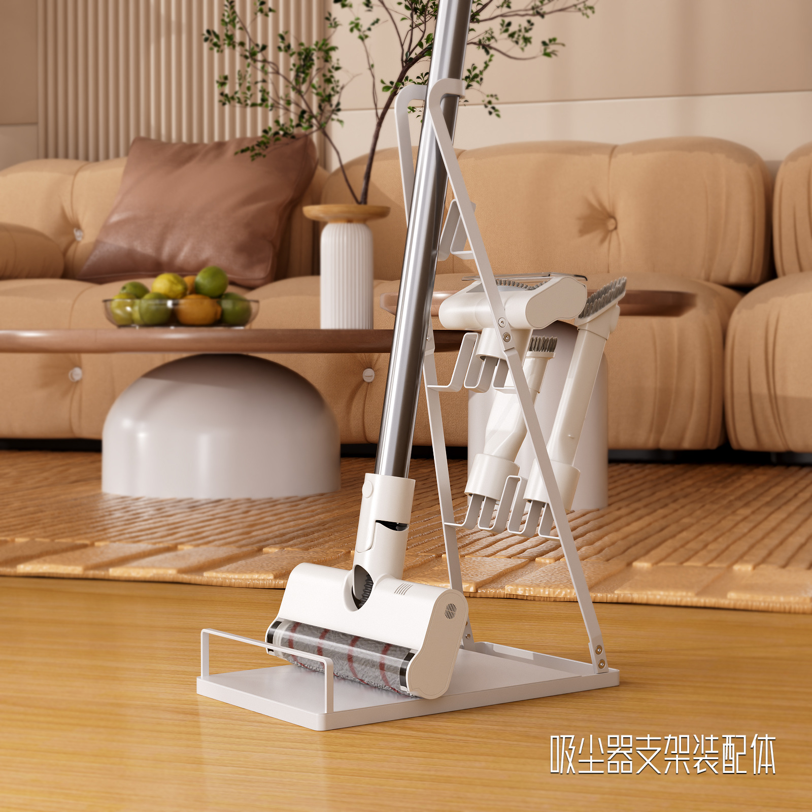 Cross-border Japanese Vacuum Cleaner Storage Rack Accessories Supplies Finishing Storage Rack Punch-free Vacuum Cleaner Bracket Mop Rack