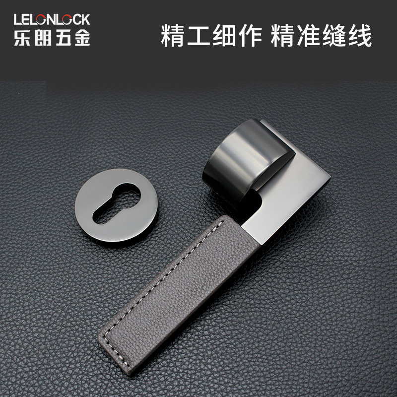 Personalizada silenciosa aleación de zinc absorción cerradura de puerta de cuero cerradura de puerta de madera interior simple cerradura de puerta de dormitorio separada cerradura de puerta