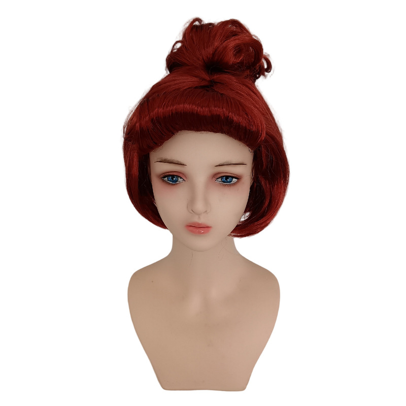 Halloween cosplay: Modern Primitive Wilma Flintstone wig, retro short hairstyle with tiger claw clip ponytail Halloween cosplay: Modern Primitive Wilma Flintstone wig, retro short hairstyle with tiger claw clip ponytail