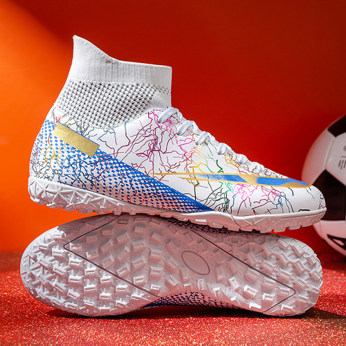  Autumn New High-top Football Shoes Broken Spike Black Camouflage Large Size Boys Adult Professional Training Football Shoes