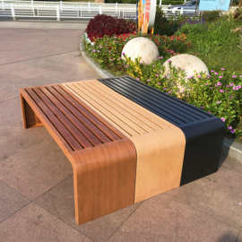户外长椅公园椅长条凳防腐木纹广场园林庭院椅商场公共休闲排椅子