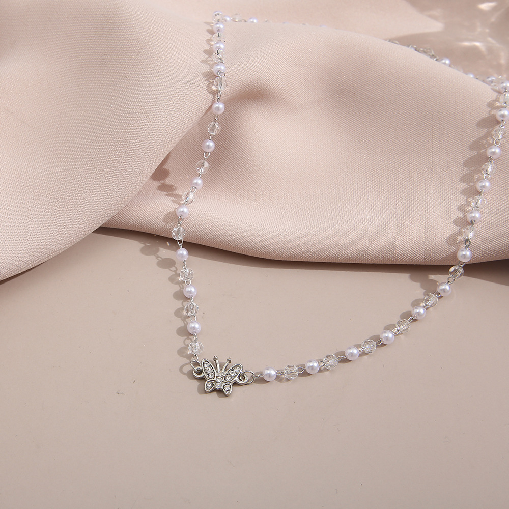 bijoux gomtriques simples collier de clavicule de papillon de perle de cristalpicture3