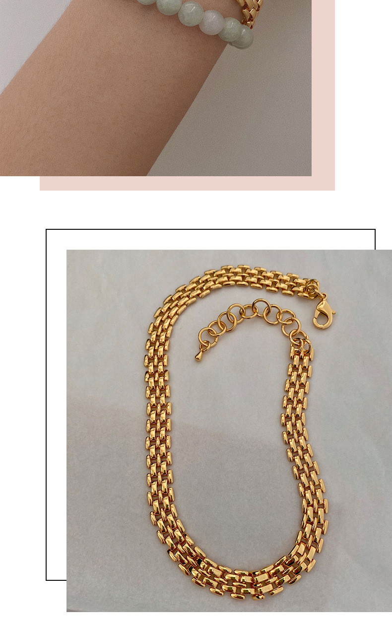 European And American Ins Style New Pendant Personalized Titanium Steel 18K Gold Plating Woven Bracelet Fashionable Street Shot Necklace For Women display picture 3