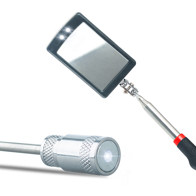 Recogida magnética de dimensión profunda Varilla de imán magnético Varilla de extensión telescópica Herramienta de reparación de automóviles Espejo cuadrado Espejo redondo Cabeza de linterna