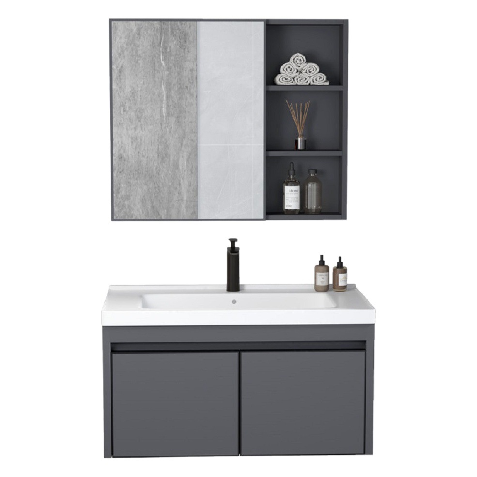 Engrosado espacio de aluminio baño gabinete combinación inodoro de cerámica cuenca integrada mesa de lavado lavabo gabinete