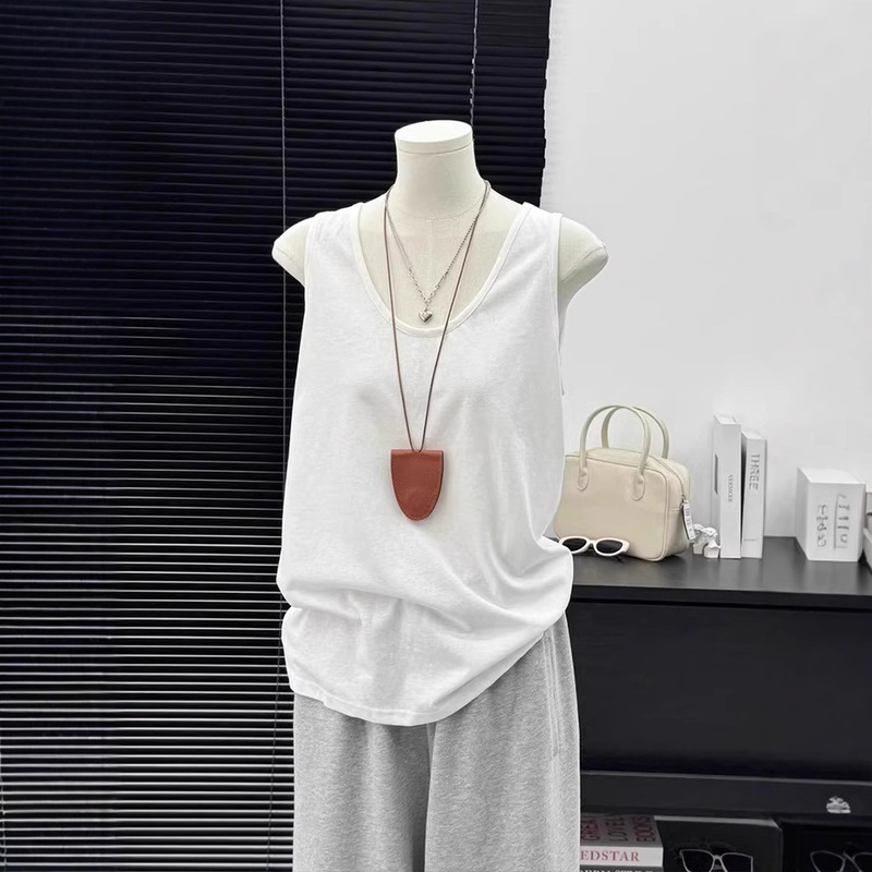 Women's Camisole Outerwear for Spring and Summer, Loose and Lazy Style, Beautiful Back, Breast-Covering, Sleeveless Bottoming Inner Top, Trendy