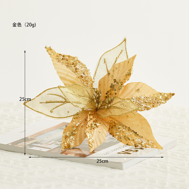 30cm flores de Navidad decoración de árbol de Navidad flores de oro de champán flores falsas flores hechas a mano flores DIY botellas de flores accesorios