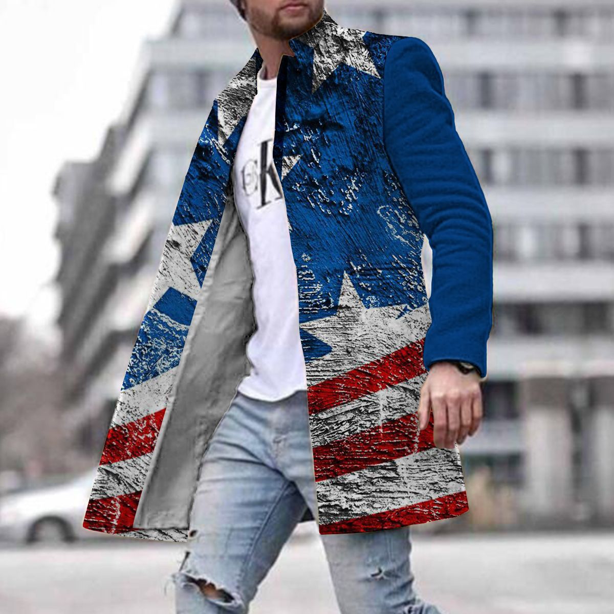 2024 europeo y americano de comercio exterior de otoño e invierno de los nuevos hombres de lana collar medio-longitud de la capa de bolsillo casual moda caliente