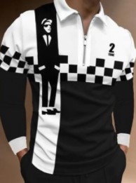 Tendencias de la moda europea y americana primavera y otoño hombres urbanos 3D cremallera de manga larga POLO soporte para pedir logo