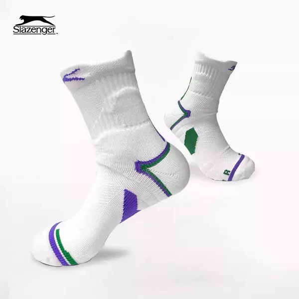 Slazenger professional tennis socks for men and women, breathable towel-soled mid-calf socks for badminton