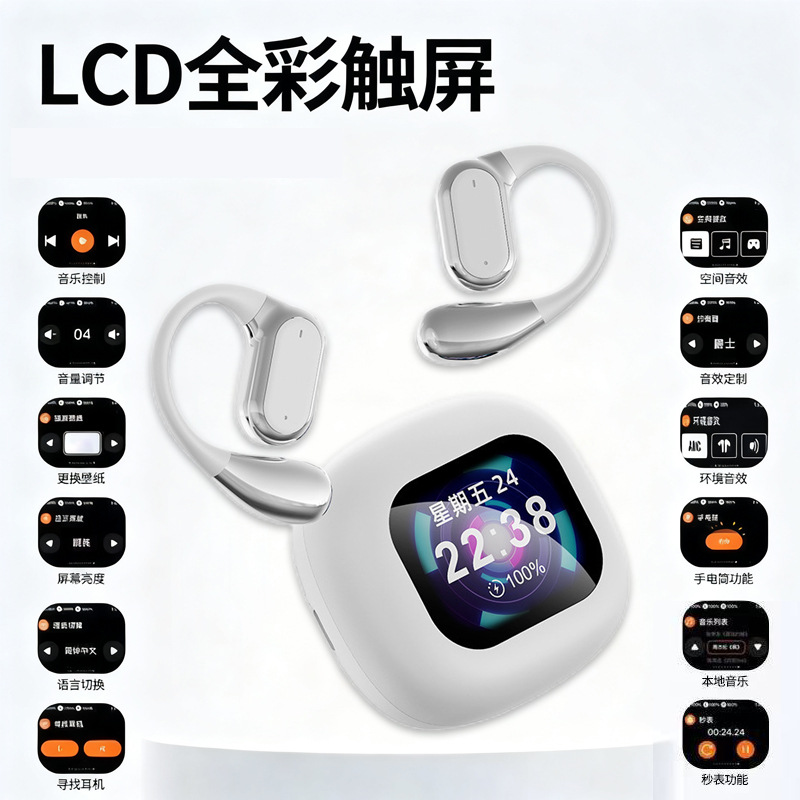 Auriculares Bluetooth Inalámbricos Abiertos M76 Transfronterizos, Conducción Ósea, Tipo Gancho para la Oreja, Auriculares Deportivos para Correr