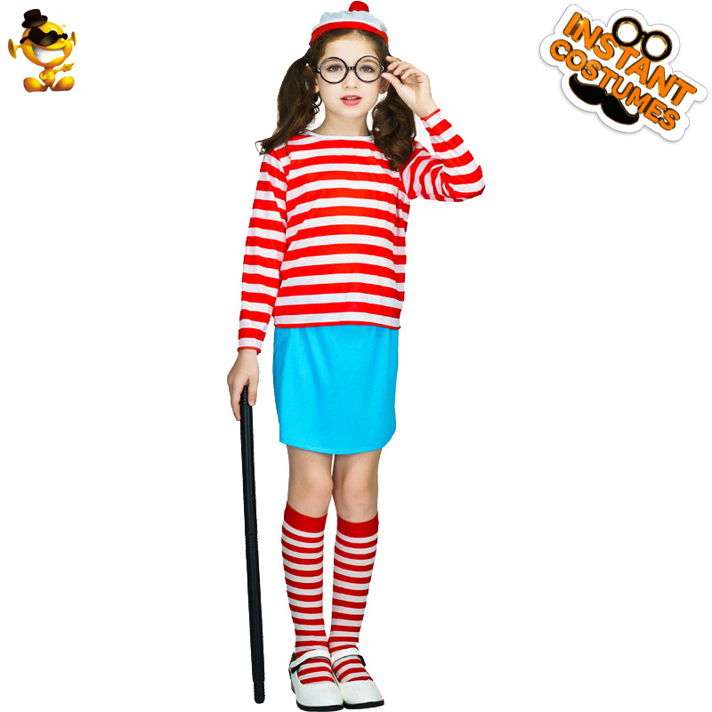 Día de los niños de dibujos animados de Halloween película de dibujos animados traje a rayas
