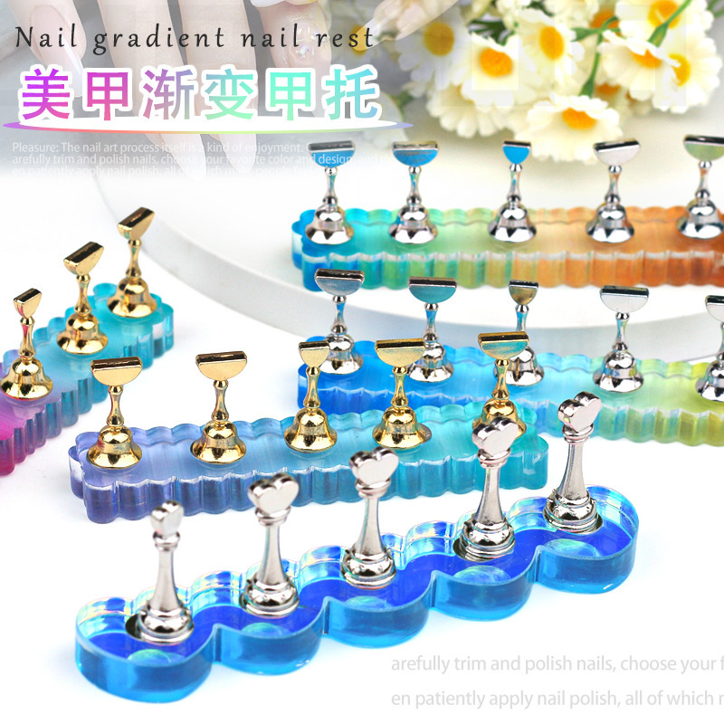Manicure Acrylic Practice Base Base Armor Aurora Magic Color Gradient Long Wave Armor Display Stand Piece Armor