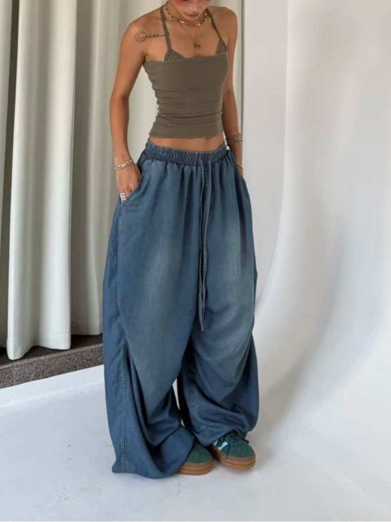 Cross-Border European And Versatile Jeans For Women 2025 American Retro High Street Wide-Leg Loose Long Pants Trendy Ins_ecoleips.com