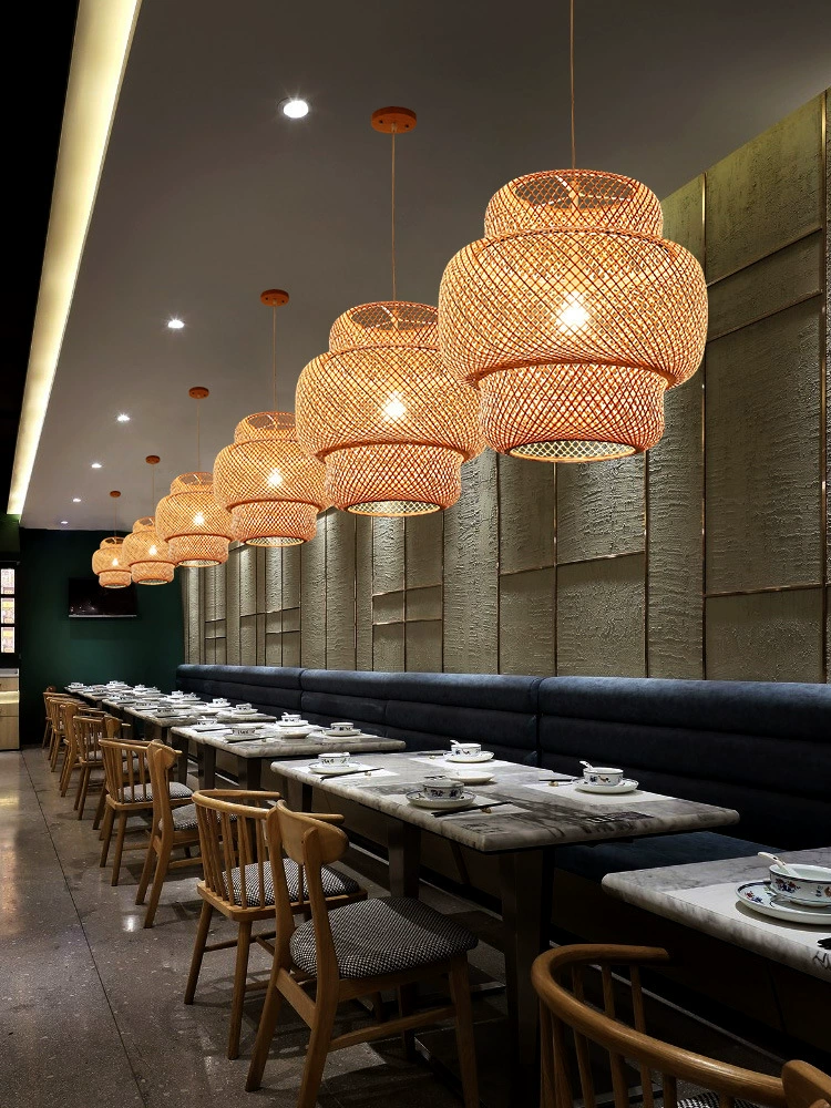 Woven ceiling lamp for living room, creative Japanese lights for bedroom