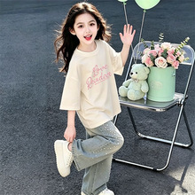 俏妮卡纯棉夏季女童短袖t恤儿童新款圆领上衣休闲夏装宝宝童装潮T