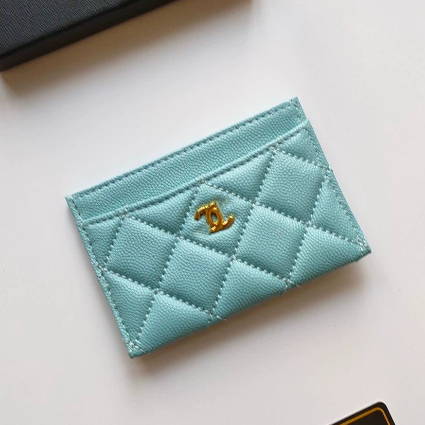 Кардхолдер (стиль Chanel) из натуральной кожи, стеганый тонкий кошелек, 7.5×11.2×0.5 см, мультicolor