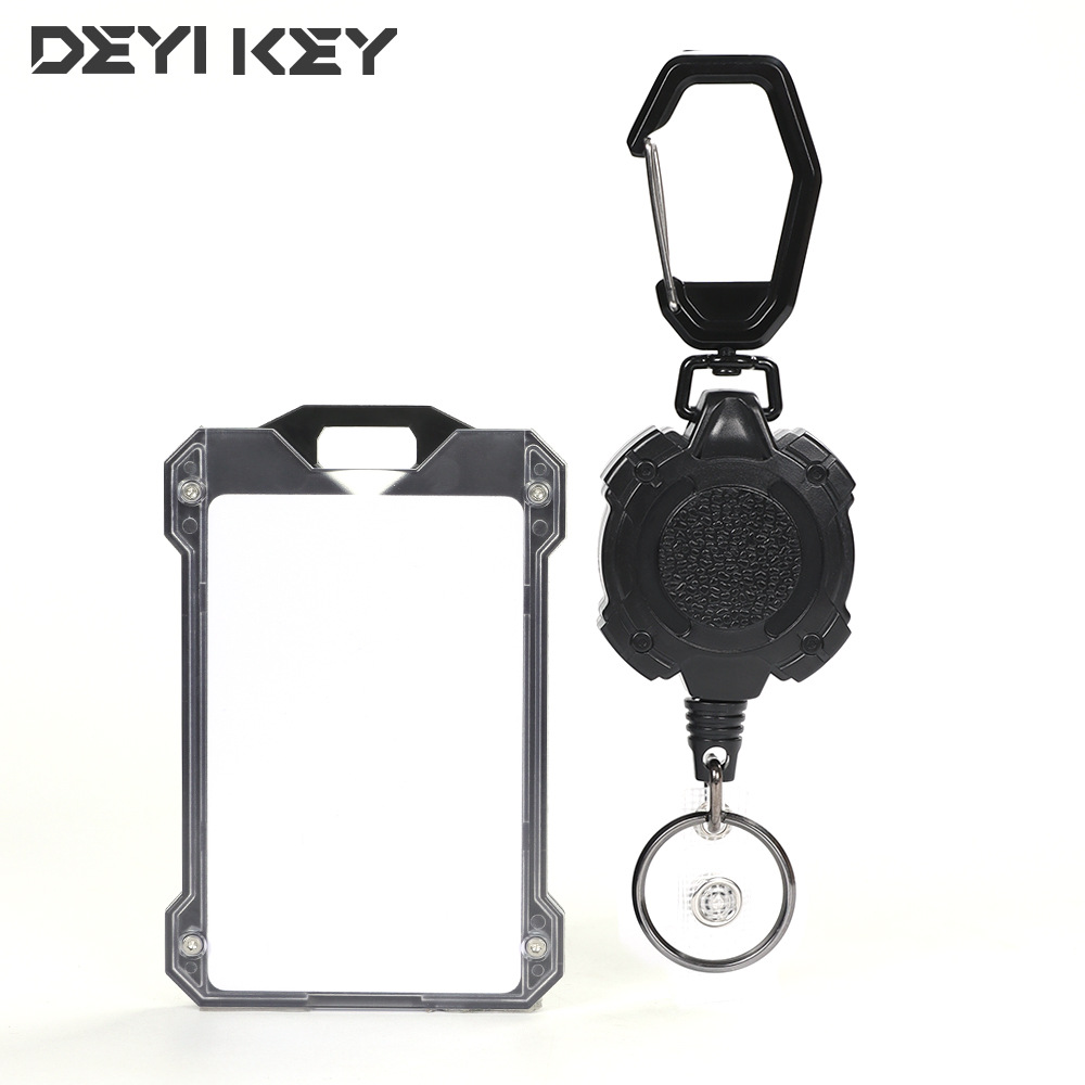 Llavero retráctil Hebilla de alto rebote para exteriores, cable elástico anti-pérdida, cable extendido, llavero fácil de tirar