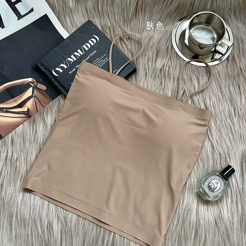Бюстгальтер бесшовный из шелка-льда Camisole топ с встроенными чашками, регулируемые лямки, размеры S–XXXL