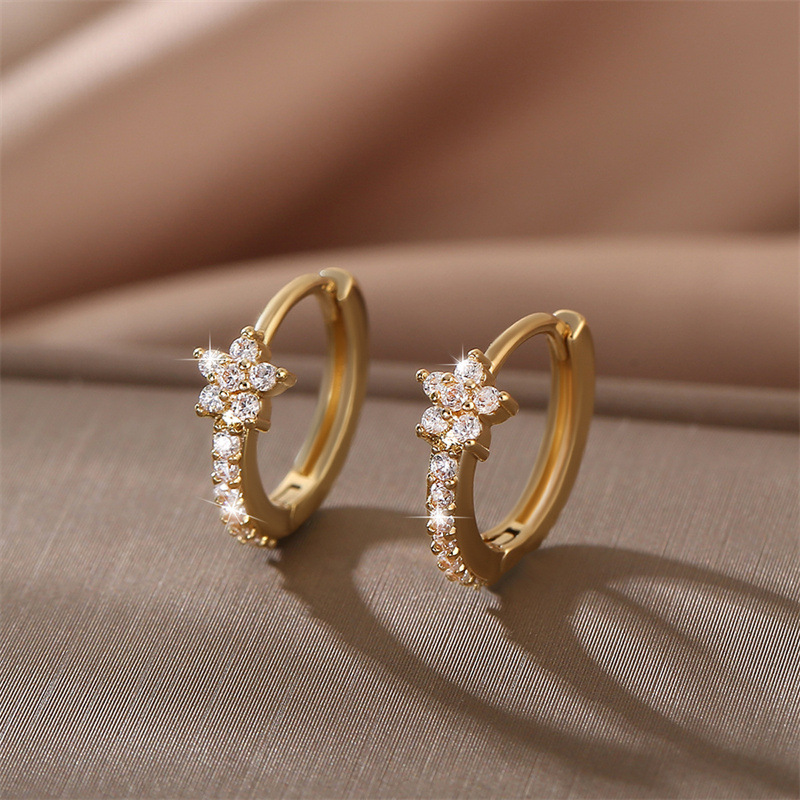 Aliexpress Hot-Selling Women's Copper Micro-Paved Zircon Earrings Versatile Creative Personalized Earrings Popular Ins Earrings Wholesale